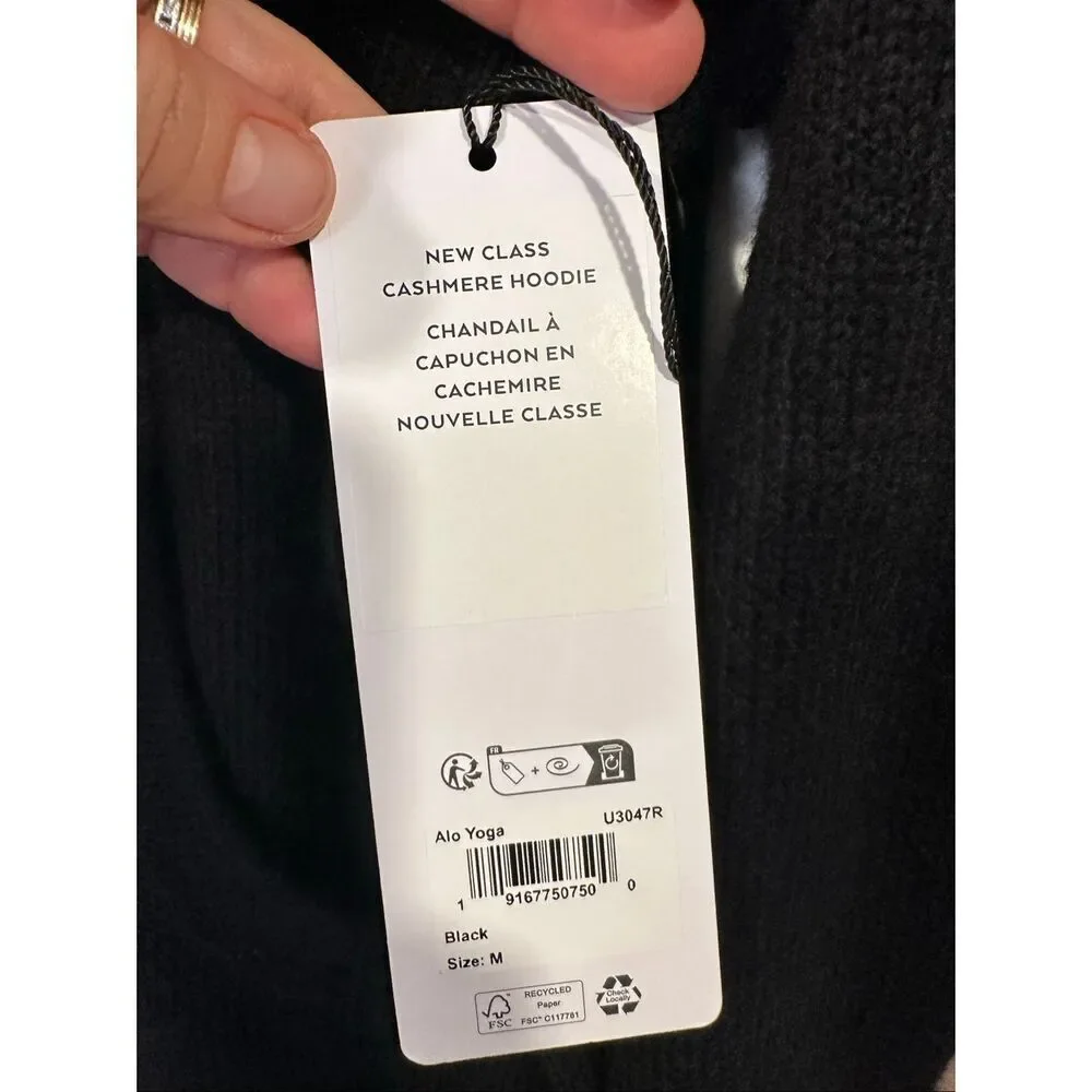 Alo Yoga Women’s Black Cashmere New Class Hoodie, Size M, NWT retail $389